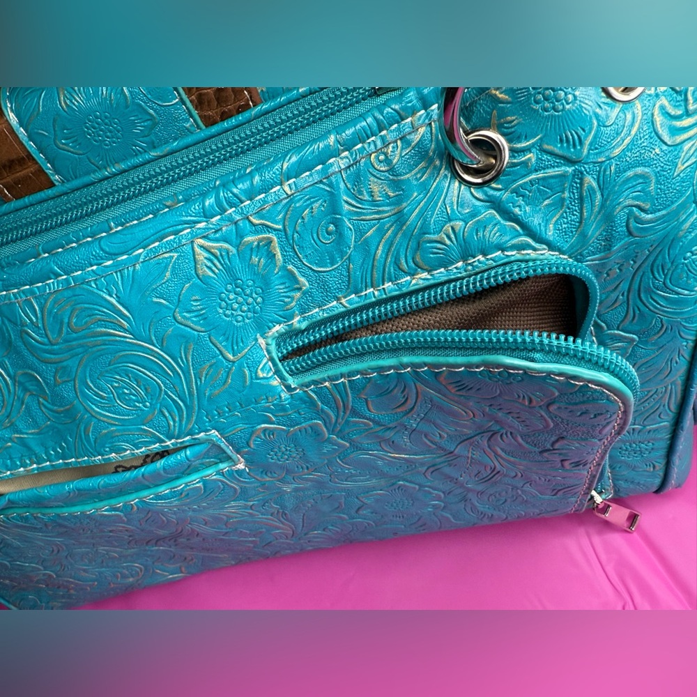 โจ๐ COWGIRL TRENDS Gold Silver Blue Buckle Studded & Jeweled Shoulder Purse Bag - Picture 13 of 17